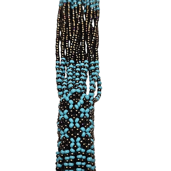 Elegant Brown and Blue Multi-Strand Necklace NWOT - Picture 2 of 2